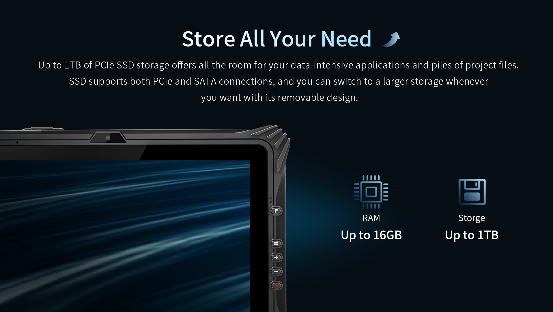 Up to 1TB of PCle SSD storage offers all the room for your data-intensive applications and piles of project files