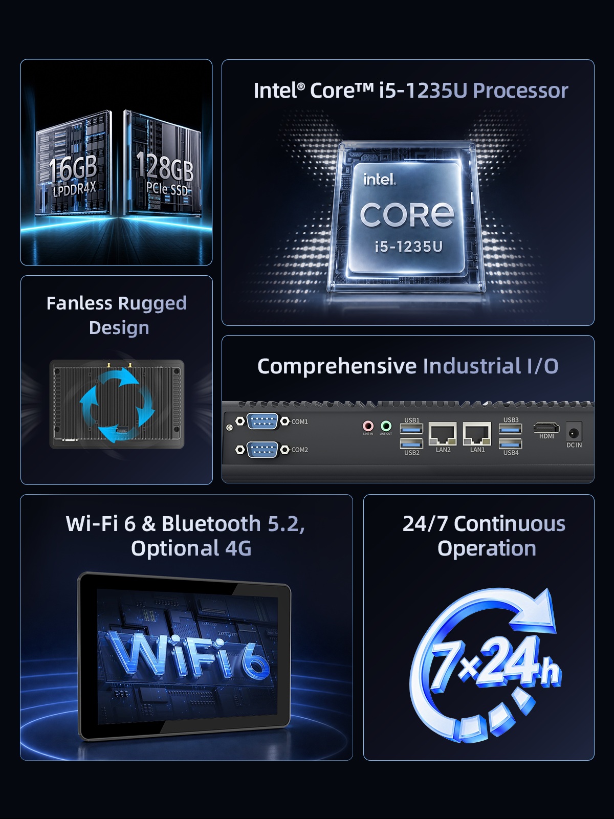 P10A fanless industrial panel PC with Intel Core i5 processor and industrial connectivity